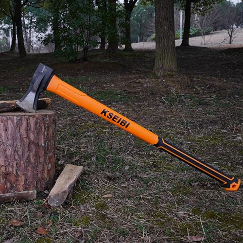 KSEIBI 36-Inch Splitting Axe - Forged Carbon Steel, Wood Splitter & Kindling Axe for Chopping, Heavy-Duty Maul with Ergonomic Fiberglass Handle, Shock Reduction, Anti-Slip Grip - style: 36-inch Splitting Axe