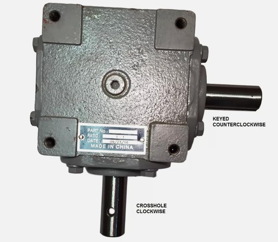 SpinCo 40 HP Right Angle Bevel Gearbox w/Crosshole & Keyed Shaft CW/CCW 1:1