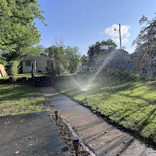 Lawn Sprinkler for Yard, 100% Metal Water Sprinkler with Heavy Duty Spike Base, 360 Degree Watering for Lawn, Garden