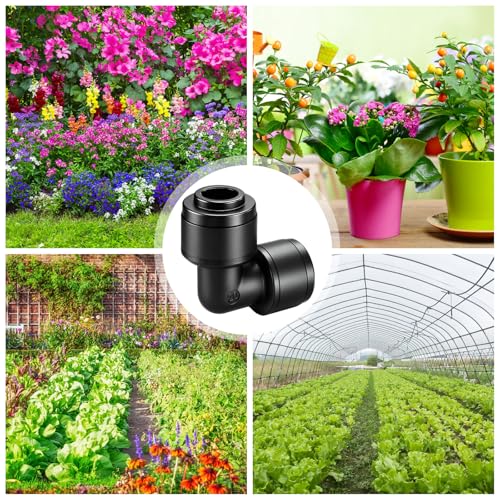 1/4 Inch Drip Irrigation Elbow Fittings, 22 Pieces Push-to-fit Corner 90 Degree Elbow Connectors for 1/4" Irrigation Tubing Leak Free Drip Line Parts for Garden Lawn Irrigation System - size: 1/4" Push to Connect Elbow