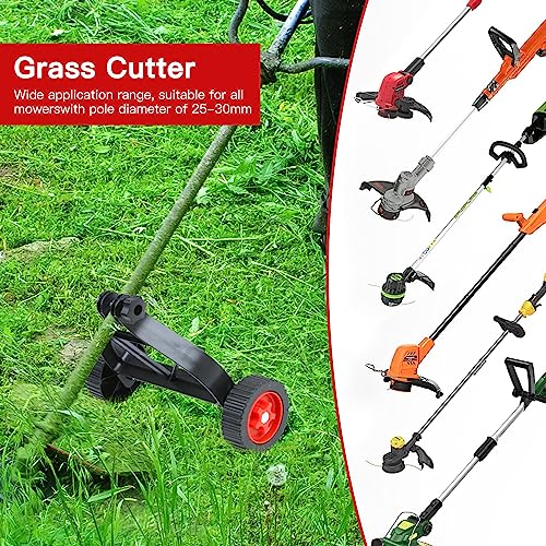 String Trimmer Wheel Attachment, Lawn Mower Auxiliary Wheel, Push Behind Weed Trimmer, Adjustable Support Wheels for String Trimmer Weedeaters Grass Cutter Brush Cutter Garden