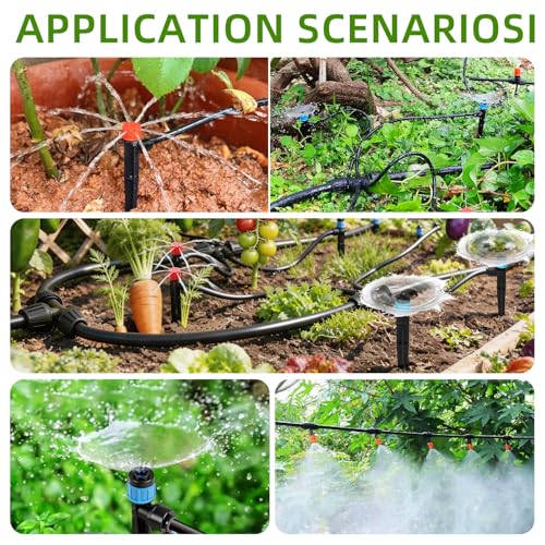Drip Irrigation System with Quick-Connect, 248FT Complete Kit - size: 34FT 1/2''Main tube+214FT 1/4'' tube