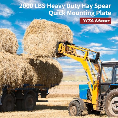 YITAMOTOR 49" Hay Spear Attachment, 2000LBS Quick Attach for Skid Steer