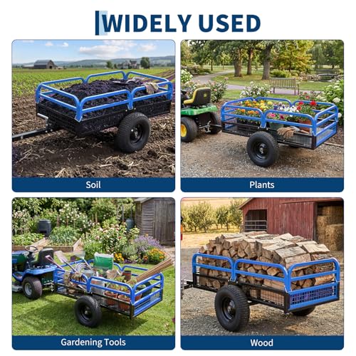 Garvee 1500 lbs ATV UTV Trailer, Pull Behind Dump Cart Lawn Mower Trailer - color: Blue