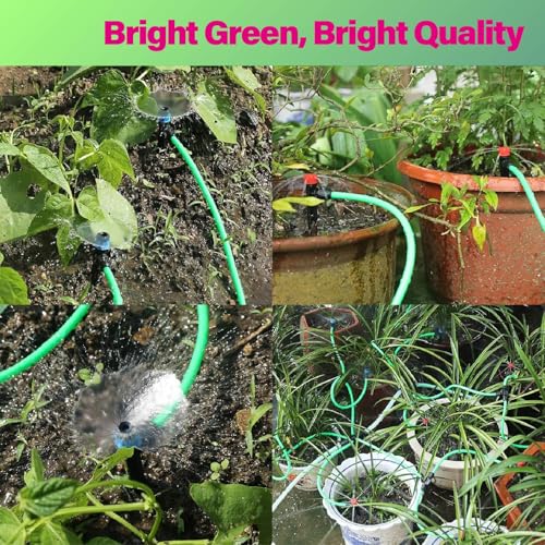 1/4" Drip Irrigation Tubing 300ft, Flexible UV-Resistant Garden Hose for DIY Irrigation Systems, Hydroponics, Greenhouse & Outdoor Watering, Lightweight Misting Tubing (Green) - size: 300 FT