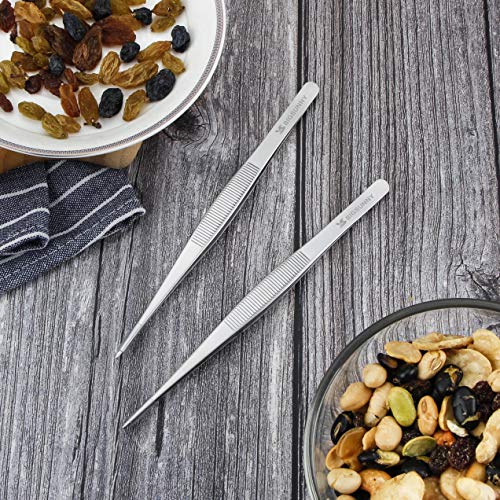 6.5 Inch Kitchen Tweezers Fine Tweezer Tongs, MSY BIGSUNNY Stainless Steel Food Tweezers Multi-function Cooking Tongs Kitchen Serving Tong - size: 6.5" Tweezers