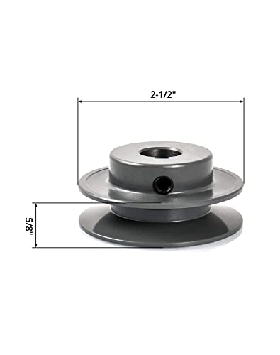 QWORK Single Groove Web Sheaves, 2-1/2"OD 5/8"Bore V-Belt Sheave for V-Belt, 2 Pack