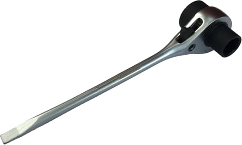 RatchetScrench Chainsaw Maintenance Tool – Dual 13 mm & 19 mm T-Bar Wrench – Cold-Forged Chrome Vanadium Steel with Dual-Taper Groove-Cleaner Tip - size: Short