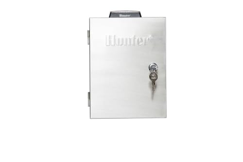 Hunter XC Hybrid Solar Sprinkler Controller, 6 Zone Irrigation Timer, Programmable Outdoor Automatic Irrigation Control, Stainless Steel Casing, (XCH-600-SS-P) - style: 600-SS