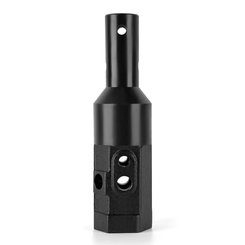 Heavy Duty 2" Hex Female to 2" Round Male Auger Adapter - Cast Steel Fully Welded for Earth Auger, Post Hole Digger - Fits 2" Male Hex Power Head & 2" Female Round Auger