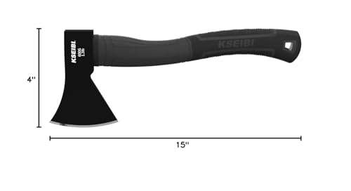 KSEIBI Wood Axe, 274151 Small Outdoor Camp Hatchet 14 Inch for Splitting and Kindling Wood, Forged Steel Blade with Anti-Slip and Shock Reduction Fiber Glasses Handle Great Throwing Axes and Hatchets - style: Black