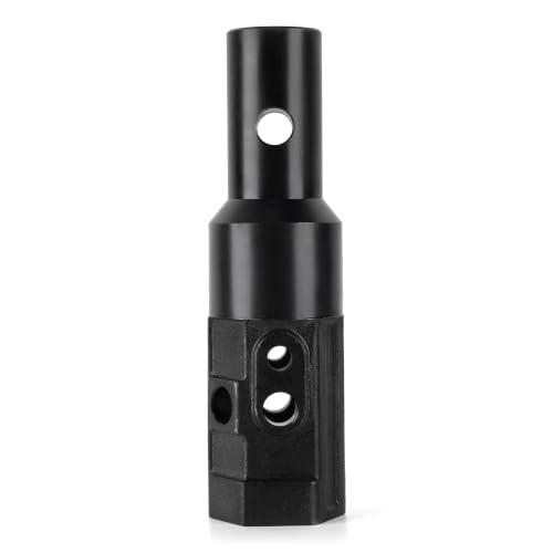2" Female Hex to 2-9/16" Male Round Auger Adapter Heavy-Duty Auger Coupler Welded Drive Converter for Skid Steer, Tractor, Post Hole Digger & Earth Auger Bit, Fits 3/4" or 7/8" Pins