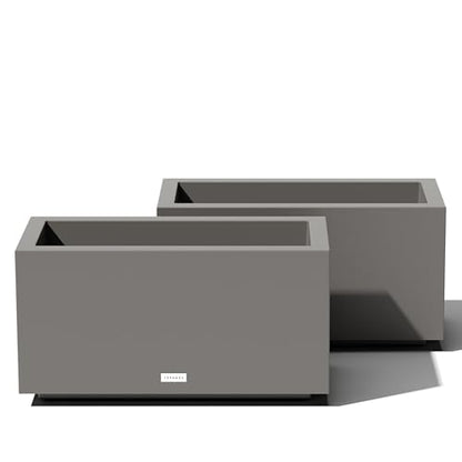 Veradek Block Series Long Box Planter - Rectangular Outdoor Planter - color: Gray, size: Small - 2 Pack