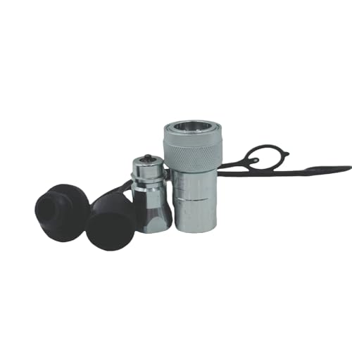 2-Set 1/2" Ag ISO5675 Carbon Steel Hydraulic Quick Disconnect Coupling Poppet Valve，Pioneer Type with Black and Green Colour Dust Cap - size: 1/2"NPT-Poppet(Black and Green)