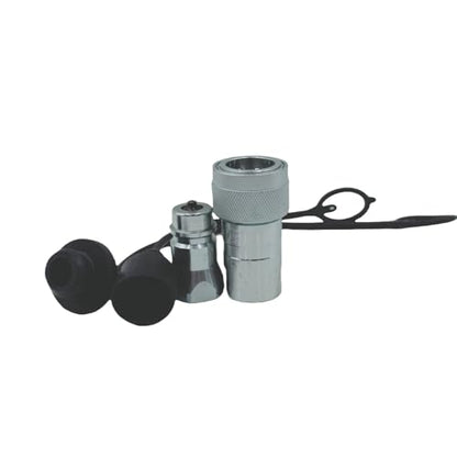 2-Set 1/2" Ag ISO5675 Carbon Steel Hydraulic Quick Disconnect Coupling Poppet Valve，Pioneer Type with Black and Green Colour Dust Cap - size: 1/2"NPT-Poppet(Black and Green)