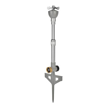 Lawn Sprinkler for Yard, 100% Metal Water Sprinkler with Heavy Duty Spike Base, 360 Degree Watering for Lawn, Garden