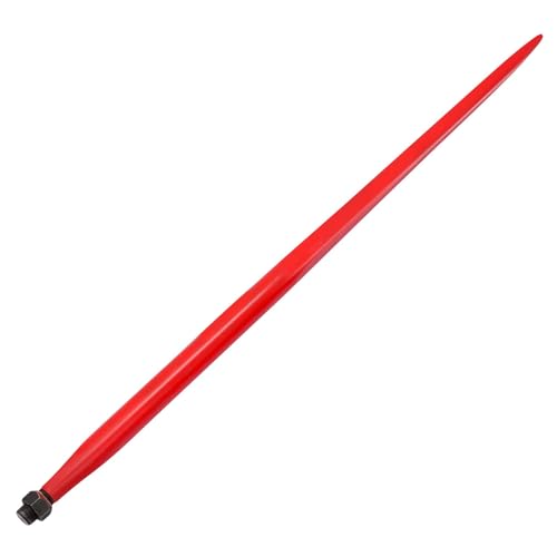 49" Heavy Duty Hay Bale Spear – 4000 lbs Capacity, Quick Attach Square Bale Spike, Powder-Coated Corrosion-Resistant Red Fork, Compatible with Compact Loader & Kubota Tractor Loaders, Ideal for