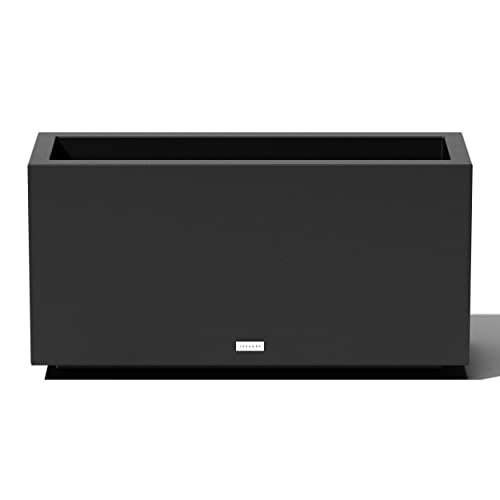 Veradek Block Series Long Box Planter - Rectangular Outdoor Planter - color: Black, size: Medium