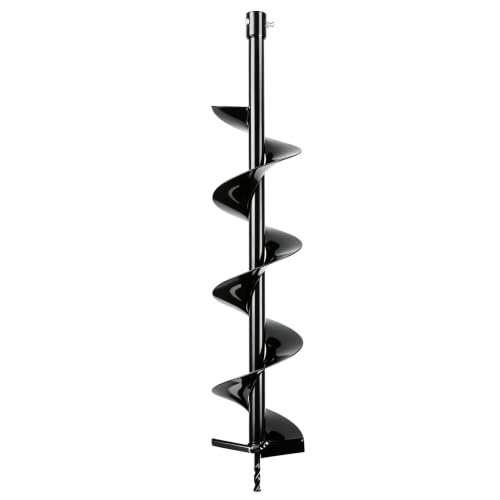 Auger Bit 6" x 31.5" for Cordless Earth Auger, Heavy Duty Carbon Steel Post Hole Digger Spiral Drill Bit, Replacement Earth Auger Bit for Fence Post, Tree Planting, Gardening & Landscaping - color: Anodized Black(Battery and Charger Not Included)