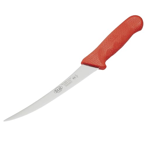 Winco 6" Red Plastic Commercial-Grade Boning Knife
