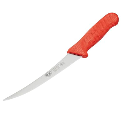 Winco 6" Red Plastic Commercial-Grade Boning Knife
