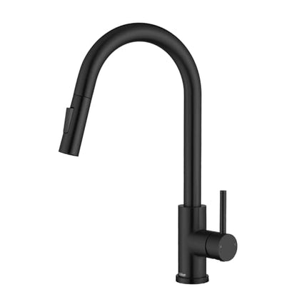 Tohlar Black Kitchen Faucets with Pull Down Sprayer and Deck Plate - color: Matte Black, style: Standard
