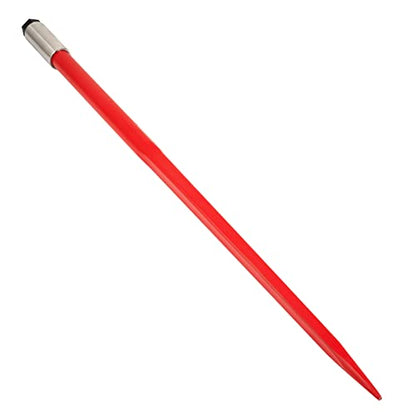 Mophorn Hay Spear 49" Bale Spear 4500 lbs Capacity, Bale Spike Quick Attach Square Hay Bale Spears 1 3/4" wide, Red Coated Bale Forks, Bale Hay Spike with Hex Nut & Sleeve for Buckets Tractors Loaders - size: 49"