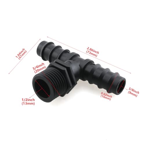 HJGarden 6PCS 1/2 Inch Black Plastic Socket Tee Plug Irrigation Insert Direct Pipe Fitting Suitable for Agricultural Watering Systems