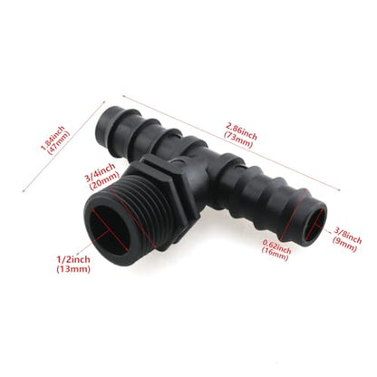HJGarden 6PCS 1/2 Inch Black Plastic Socket Tee Plug Irrigation Insert Direct Pipe Fitting Suitable for Agricultural Watering Systems
