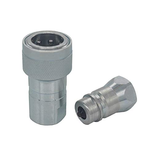 2-Set 1/2" Ag ISO5675 Carbon Steel Hydraulic Quick Disconnect Coupling Poppet Valve，Pioneer Type with Black and Green Colour Dust Cap - size: 1/2"NPT-Poppet(Black and Green)