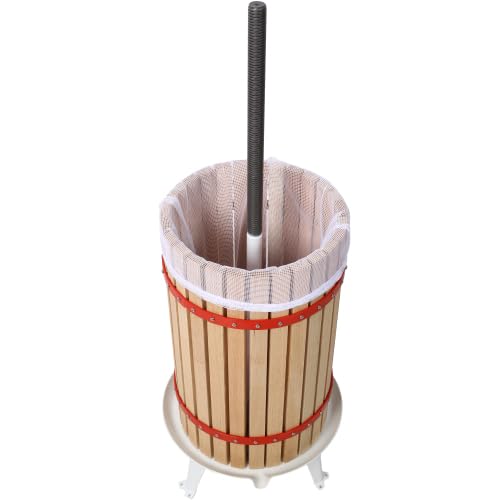 Fruit Wine Press - Apple&Grape&Berries Crusher Manual Juice Maker for Kitchen, Solid Wood Basket with 8 Blocks Cider Heavy Duty Wine Making Press (7.9 Gallon)