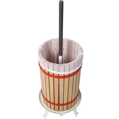 Fruit Wine Press - Apple&Grape&Berries Crusher Manual Juice Maker for Kitchen, Solid Wood Basket with 8 Blocks Cider Heavy Duty Wine Making Press (7.9 Gallon)