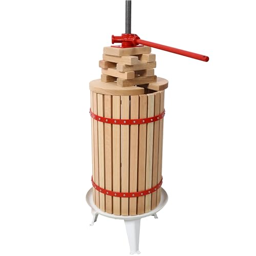 7.9 Gallon Fruit Wine Press, Manual Apple Grape Berries Crusher Juice Maker with Solid Wood Basket & 8 Blocks, Heavy Duty Cider Press for Home Kitchen
