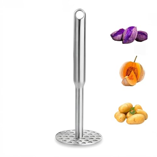 Potato Masher Manual Potato Press for Kitchen Tool,Heavy Duty Stainless Steel Potato Masher Kitchen Tool & Food Masher Potato Smasher Perfect for Bean, Vegetable, Fruits, Avocado, Meat - size: 7 x 2.5 inches