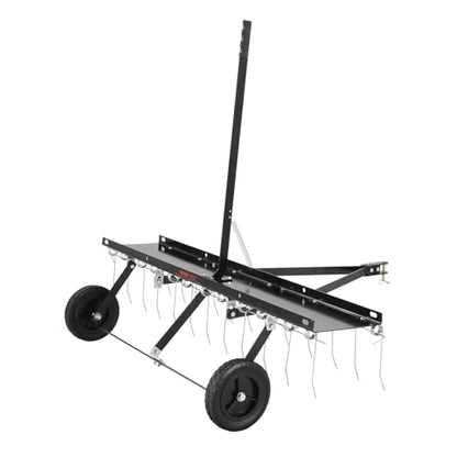 VEVOR Tow Behind Dethatcher, 48-inch Tow Dethatcher with 24 Spring Steel Tines, Lawn Dethatcher Rake for ATV or Mower, Tow Behind Lawn Rake with Lift Handle for Garden Farm Grass - style: 48" ATV Rake
