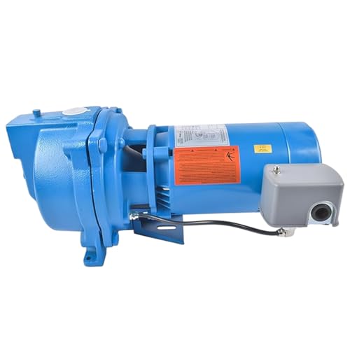 J5S Shallow Well Jet Pump, 1/2 HP 115/230V 60Hz, Heavy-Duty Cast Iron Self-Priming Pump for Home Water Supply, Garden Irrigation & Booster Service