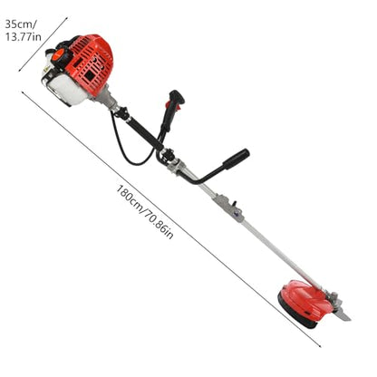 52cc Weed Wacker Gas Powered, 2 in 1 Gas String Trimmer/Edger Brush Cutter,Multi Yard Care Tools,Rubber Handle & Shoulder Strap Included, Lightweight Design Red