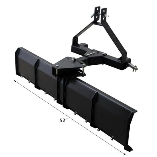 52" Scrape Blade Implement 3-Point Tow Behind Grading Blade Attachment for ATV UTV Lawn Garden Tractors, 2 Inch Receiver, Driveway Grader, Ground Leveler