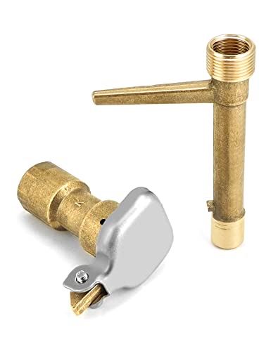QWORK 2 Sets G3/4 BSP Brass Quick Coupler Valves – Compatible Keys for Lawn, Garden & Irrigation Systems - size: 3/4 inch