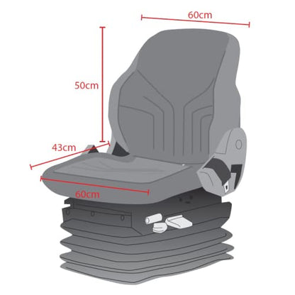 TOWN & COUNTRY COVERS | Universal Tractor Seat Cover, Plant Hire Seat Cover, Standard & Large Size, Heavy Duty, Fast & Easy To Fit, Waterproof, Armrest & Headrest Slots (Grey, Standard) - color: Grey, size: Standard