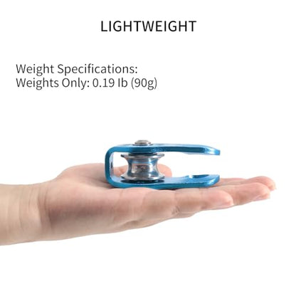 NewDoar Fixed Plate Micro Pulley,28KN CE Certified General Purpose Small Aluminum Rope Pulleys for Climbing/Aloft Work/Rappelling/Rescue Etc - color: One Unit (28KN Pulley Blue)