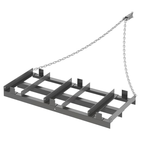 4FT Heavy Duty Drag Harrow, 48"x20" Driveway Grader Land Leveler with 6FT Chain for ATV UTV Tractor, Iron Steel Arena Pasture Soil Gravel Smoothing Yard Attachment for Lawn Mower