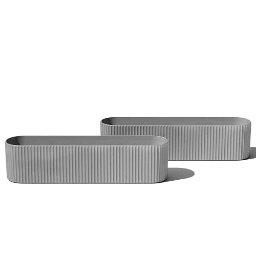 Veradek Demi Series Window Box Planter - Round Outdoor Planter - color: Gray, size: 36 inch - 2 Pack