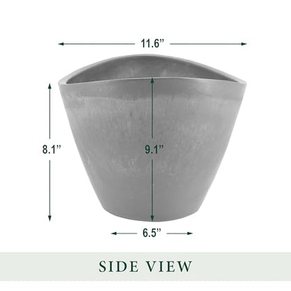 Arcadia Garden Products PSW Pot Collection YB41CT Plastic/Stone/Wood Composite Curved Planter Pot – No Drainage Hole (Drillable), for Indoor and Outdoor Plants and Gardens, 16-inch, Cement Gray - color: Cement Gray