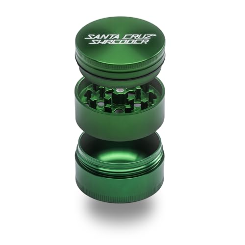 Santa Cruz Shredder Spice Grinder 3 Piece Medium 2 1/8" Superior Grip and Aluminium (Green) - color: Green
