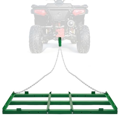 ALMULOO 4FT Drag Harrow Heavy Duty Steel Chain Harrow, Tow Behind Lawn