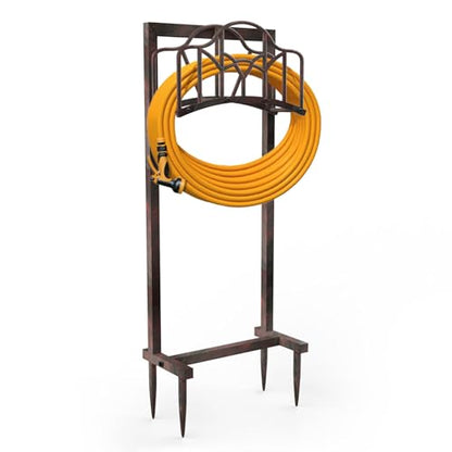 Garden Hose Holder, Heavy Duty Storage Reel Stand, Rustic Line