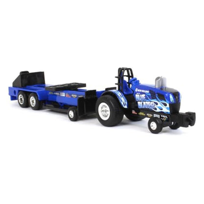 Agriculture 1/64 New Holland Blue Blazes Pulling Tractor with Pulling Sled