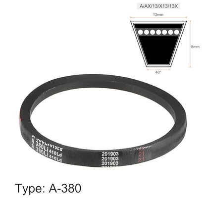 uxcell A380 V-Belts 380mm Inner Girth 13mm Top Width 8mm Thickness A-Section Rubber Drive Transmission Belt 2pcs - size: 15"