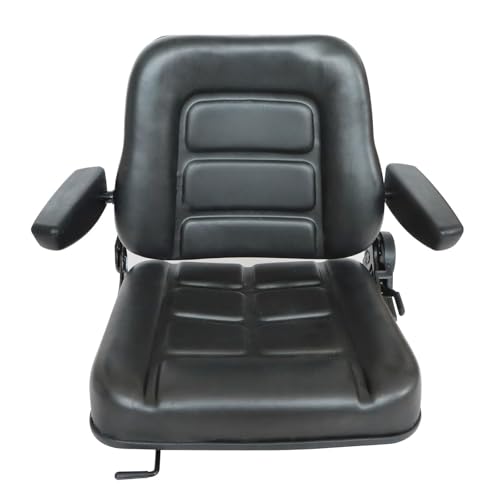 SecosAutoparts Universal Lawn Mower Tractor Seat Forklift Seat Digger Seat With Armrest Backrest Adjustable Waterproof